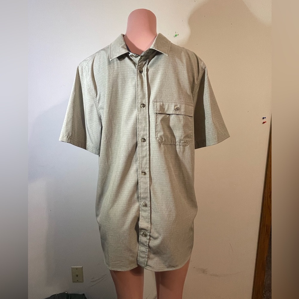 Avalanche Outdoor Supply Company Shirt Men's large Short Sleeve Beige‎ Tan